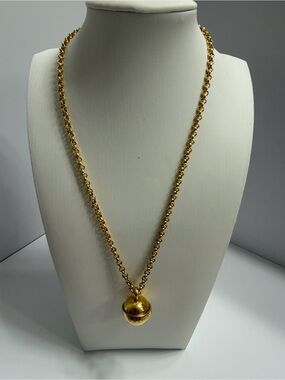 EUC- Celine Gold-tone Ball Pendant Necklace